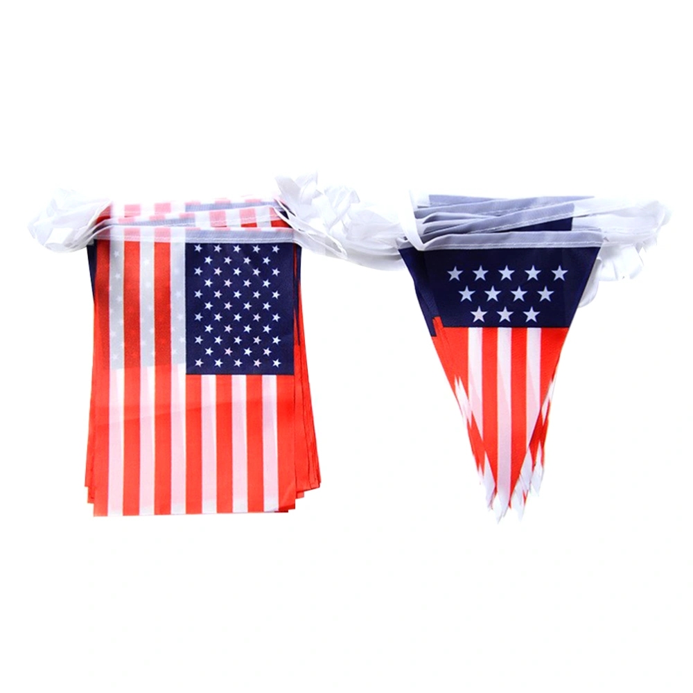 2pcs American Flag Banner Printed Stars and Stripes USA Flag Banner for Home Garden Shop (5.5M Square + 15M Triangle)