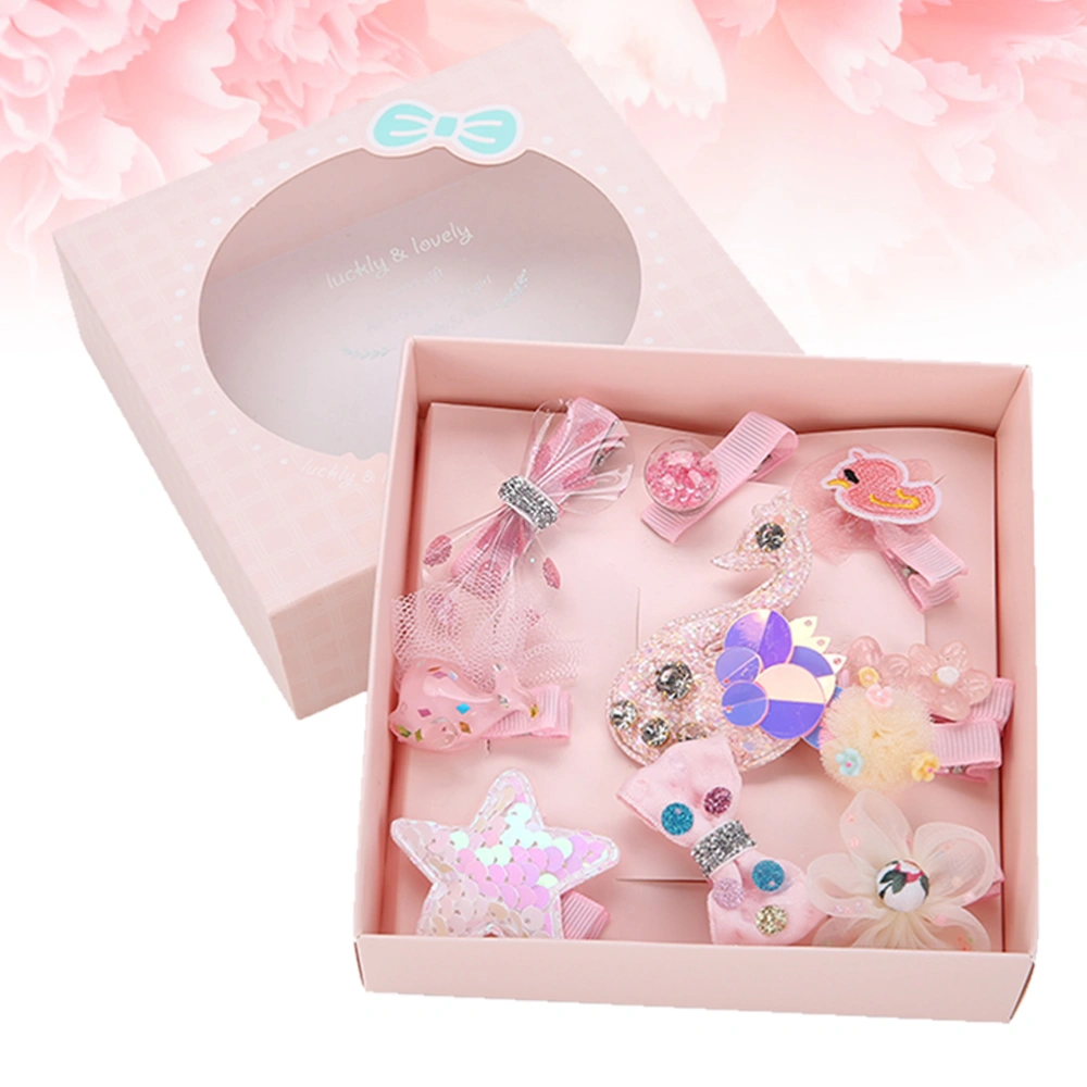 10pcs Baby Hair Clips Lovely Hairpins Set Barrettes Gift Box Headdress for Kids Girls Purple