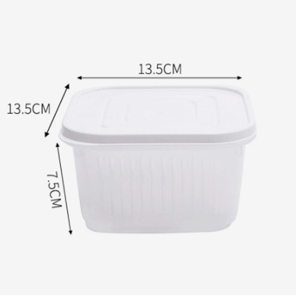 Kitchen Refrigerator Fruit and Vegetable Storage Box Transparent Storage Box Storage Crisper Container for Home Store Restaurant with Lid and Drainer Piece (White)