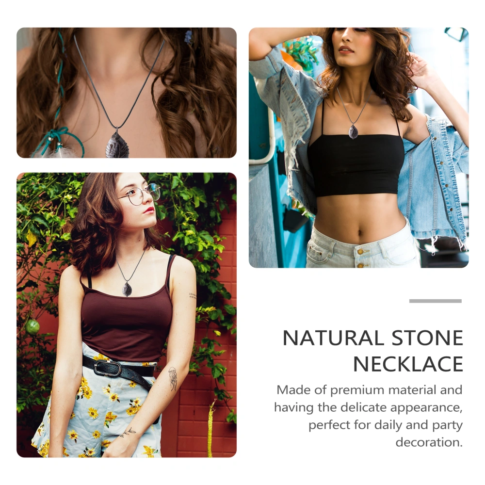 Natural Stone Necklace Crystal Shaped Pendant Neck Chain Winter Neck Jewelry