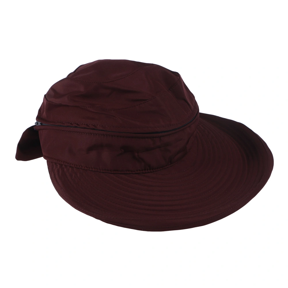 Foldable Sun Hat Visor 2-Style Wide Brim UV Protection Sun Visor Hat (Jujube Red)