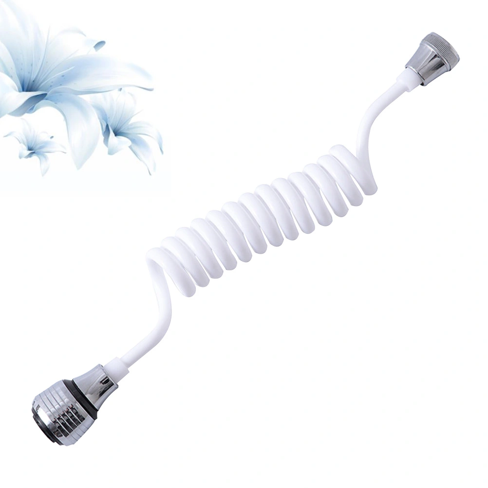 Home Kitchen Long Hose Portable Pullable Foaming Faucet Extension Extender(White)