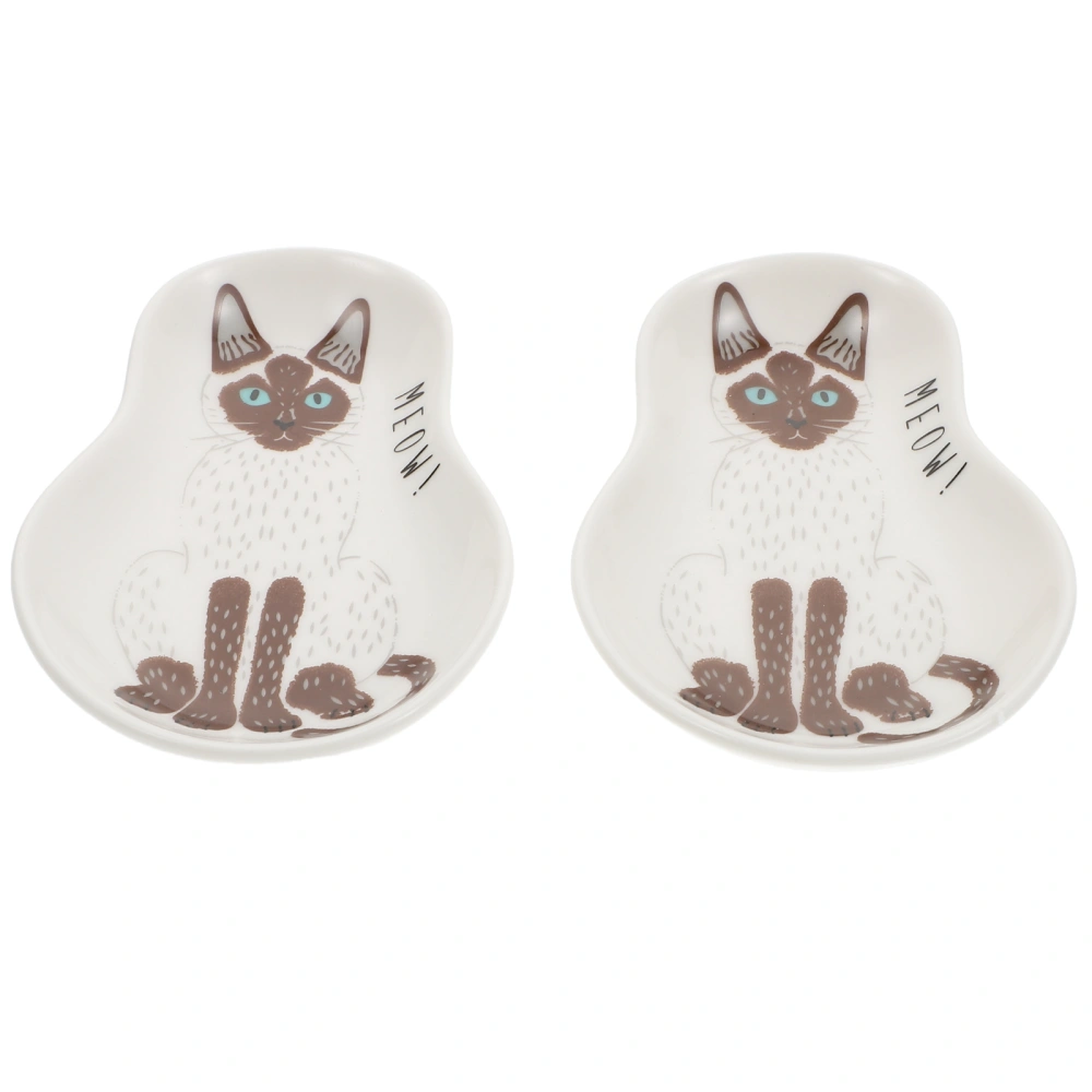 2pcs Ceramic Sauce Dishes Cat Design Dipping Bowls Useful Appetizer Plates