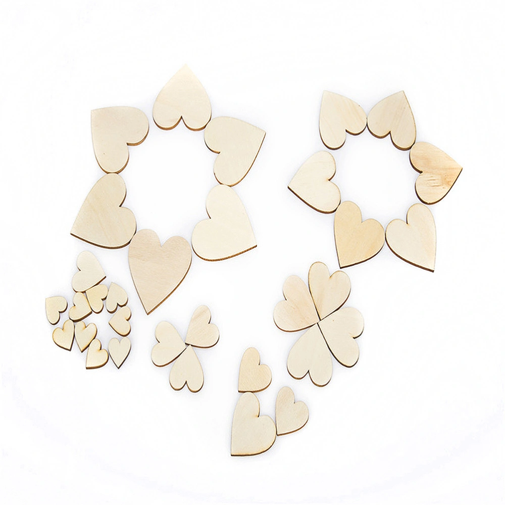 25PCS Heart Shape Wooden Slices Creative Wooden Chips Craft DIY Handmade Accessories for Home Shop 60mm