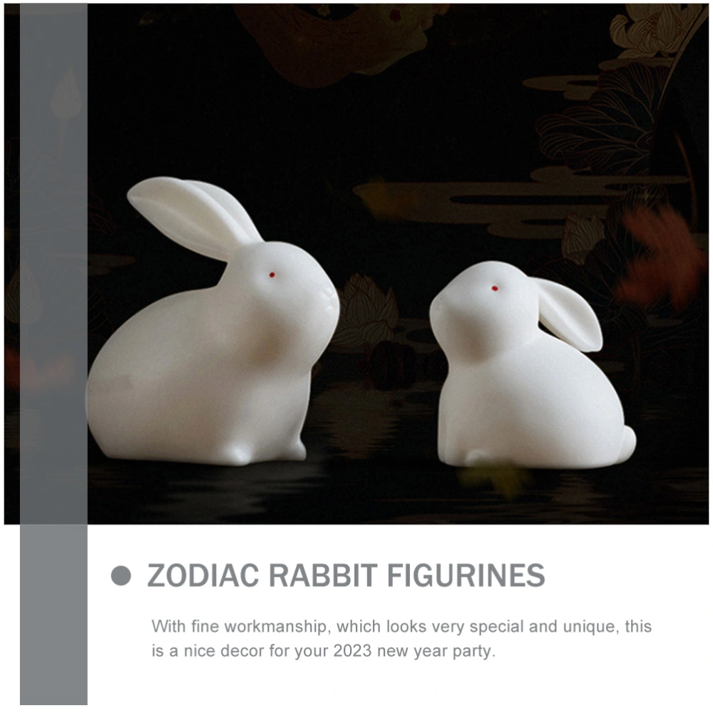 2pcs Adorable Ceramic Bunny Figurines Ceramic Rabbit Figurines Ceramic Animal Statues