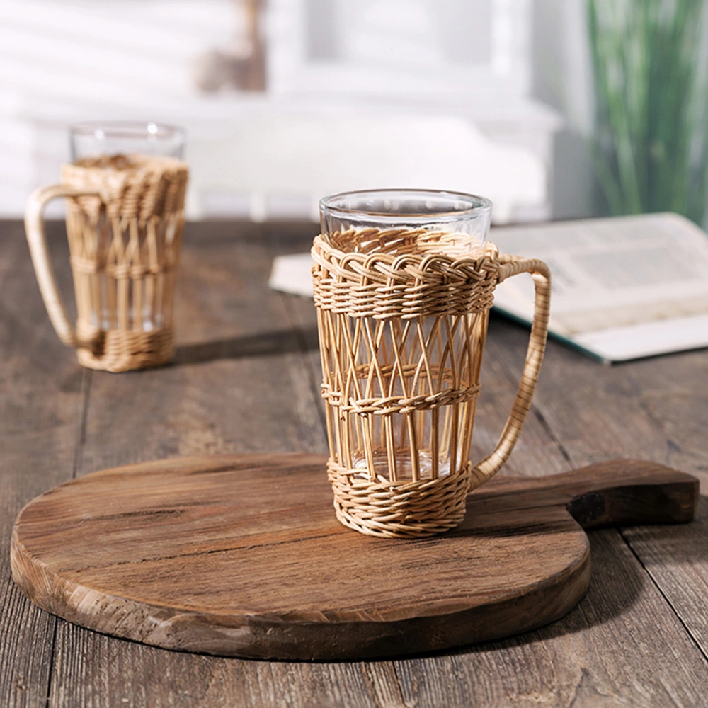 1pc Bottle Sleeve Cup Sleeve Heat-resistant Rattan Weaving Sleeve Handle Sleeve