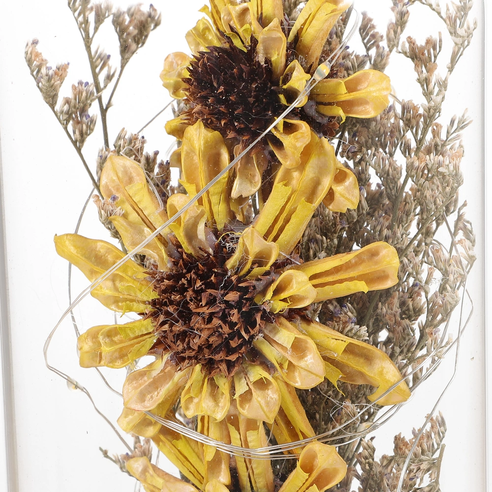 LED Microlandschaft Glass Dome Light Mini Artificial Sunflower Lamp with Glass Cover Desktop Ornament (Yellow)