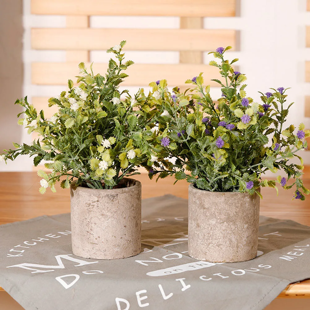 2Pcs Simulation Plant Ornament Artificial Bonsai Fake Flower Bonsai Potted Plant
