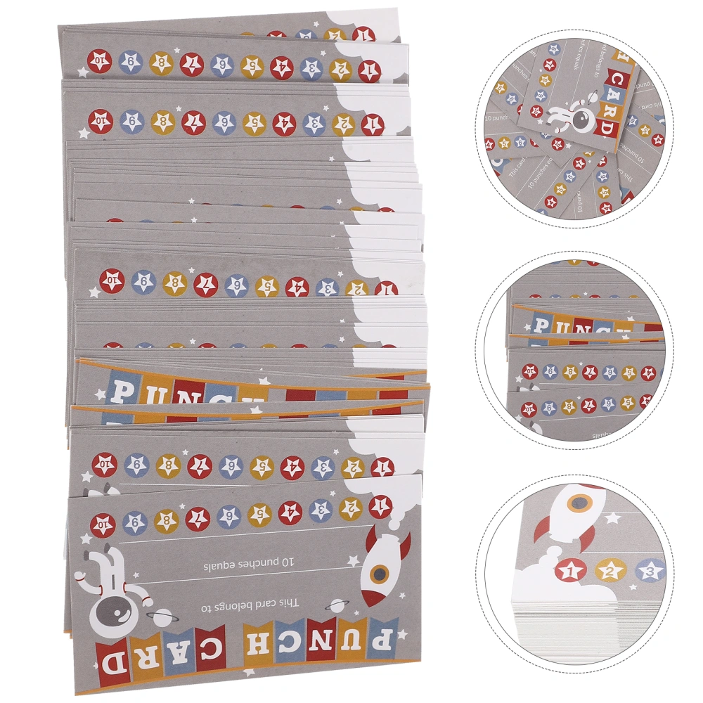 100Pcs Cartoon Punch Cards Incentive Reward Cards Punch Cards for Classroom Business