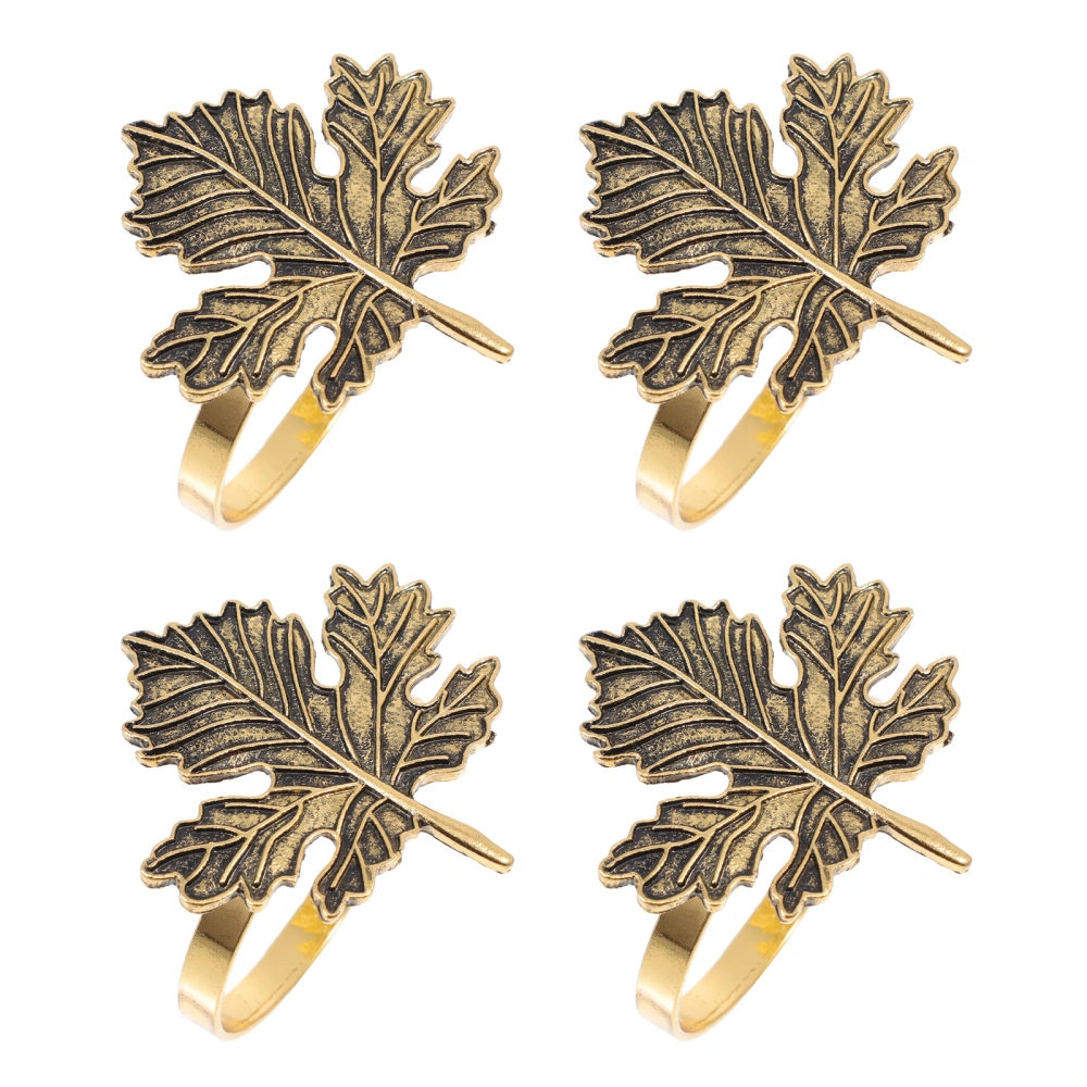 4 Pcs Thanksgiving Maple Leaf Napkin Buttons Napkin Decors Rings for Decoration