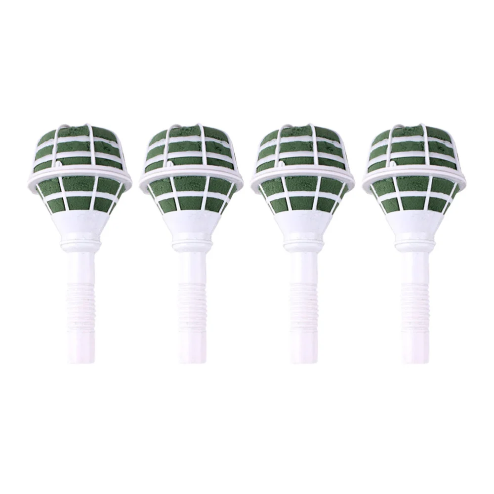 4pcs Bridal Floral Handle Bouquet Wedding Floral Decoration Flower Holders Bases Wedding Supplies Decoration (Green Mud and White Cover)