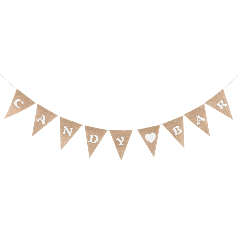 CANDY BAR Burlap Flag Banner Wedding Party Decoration Bunting (Brown)