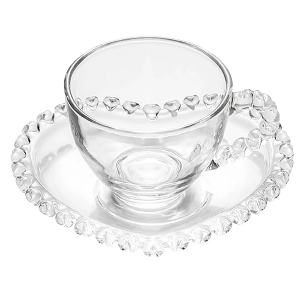 1 Set of Transparent Glass Coffee Cup Decorative Tea Cup Afternoon Tea Tableware