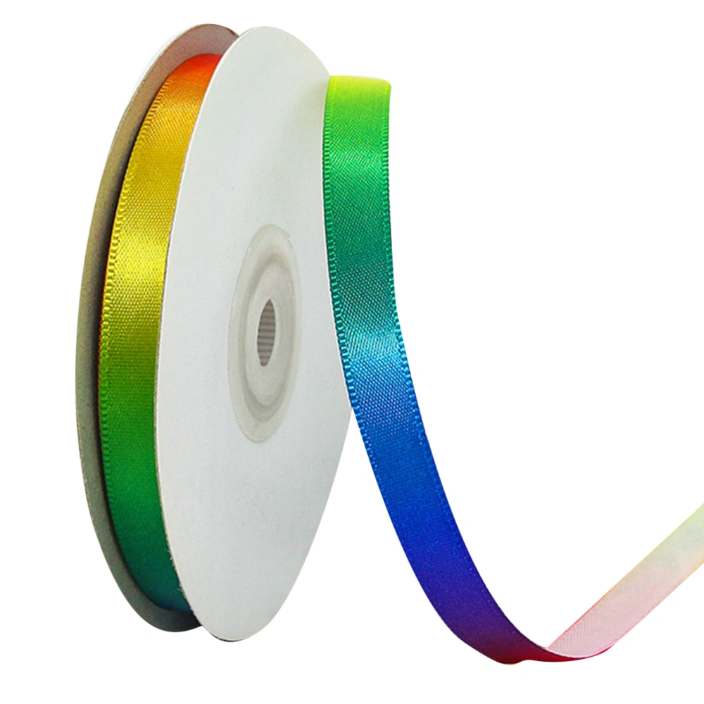 1 Roll Rainbow Ribbon High Density Gradient Polyester Ribbon Colorful Gift Wrapping Strip DIY Baking Packing Ribbon for Home Store (22M Long 1.5CM Width Style Colorful)