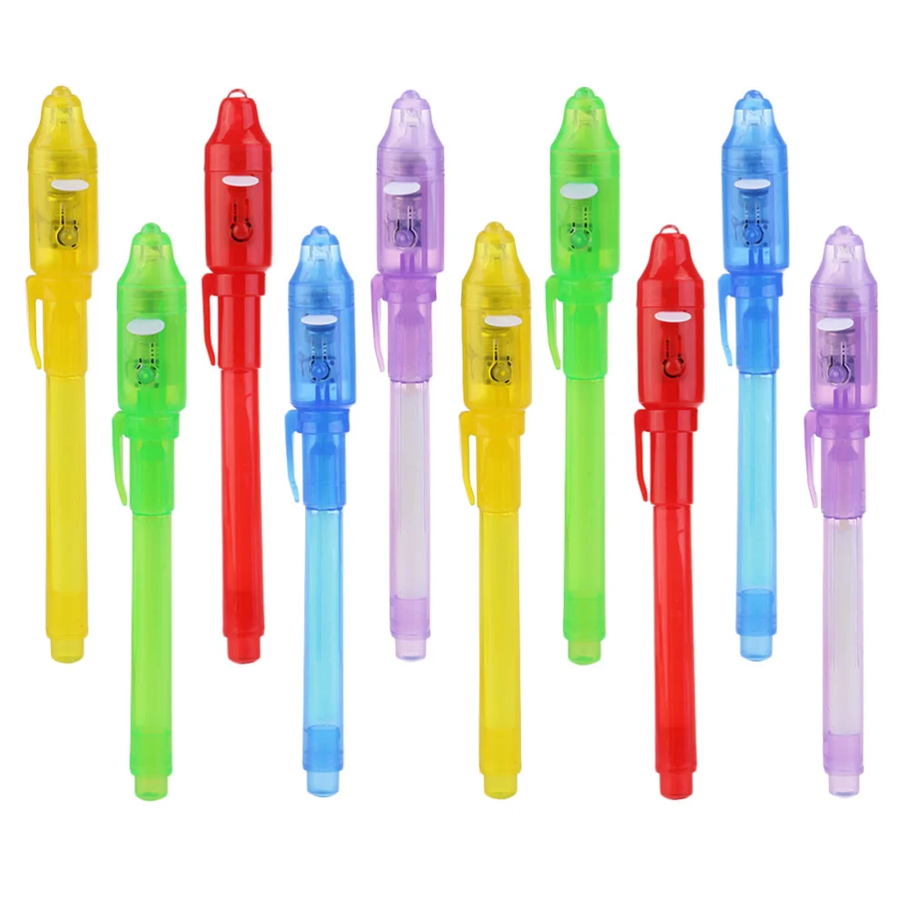 10pcs Newfangled Invisible Ink Pen Purple Light Pen Odorless Pen Mixed Color