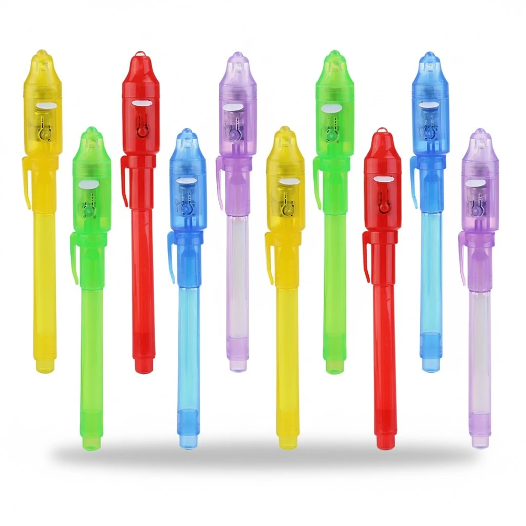 10pcs Newfangled Invisible Ink Pen Purple Light Pen Odorless Pen Mixed Color