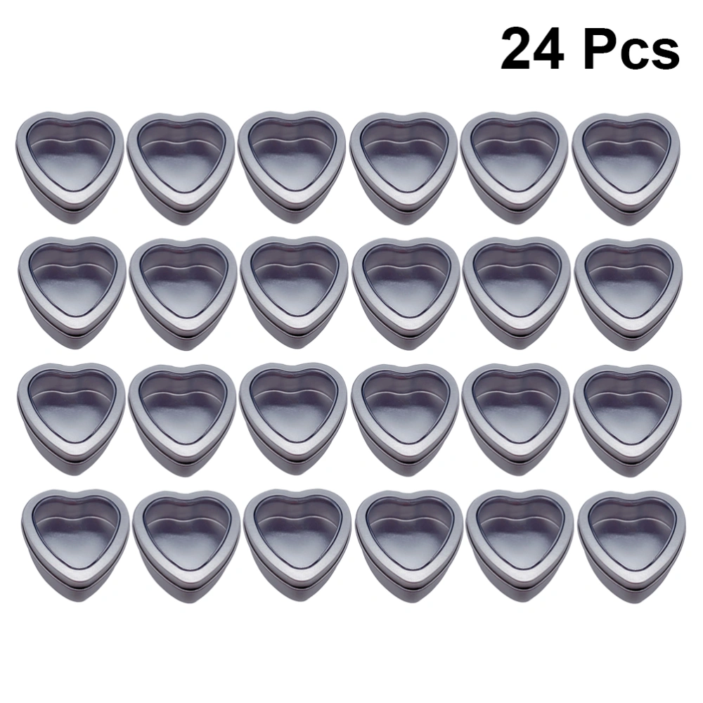 24PCS Heart Shape Tinplate Box Sweet Packing Can Candy Jar Portable Container for Wedding Gift Party