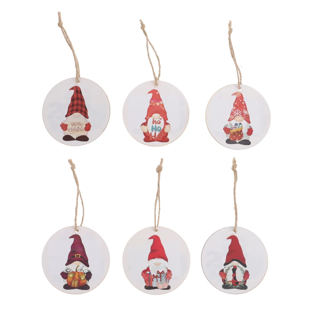 6pcs Cartoon Wooden Pendant Dwarf Tree Pendant Christmas Dwarf Pendants