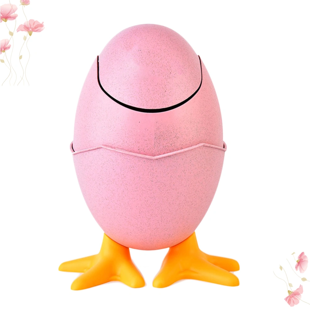 Creative Egg Shell Shape Rubbish Bin Mini Garbage Storage Container Trash Can Desktop Wastepaper Basket (Pink)