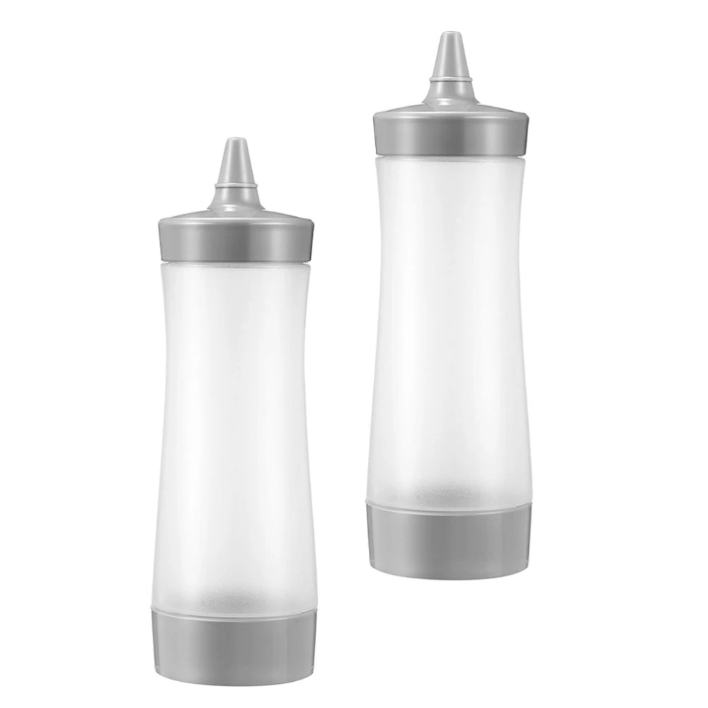 2Pcs Squeezing Sauce Bottles Salad Dressing Bottles Kitchen Gadgets (Grey)