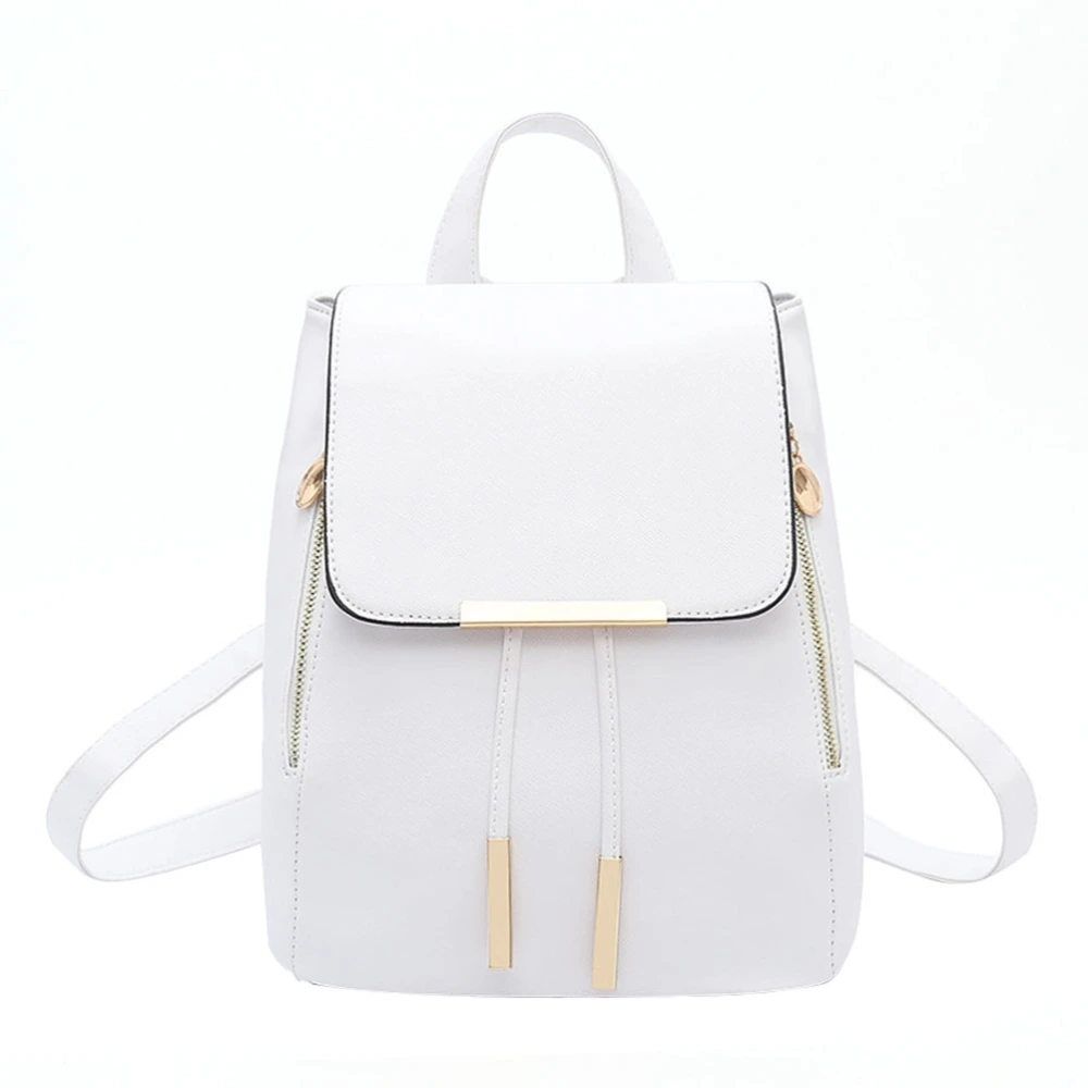 Fashion Shoulder Bag PU Leather Women Girls Ladies Backpack Travel Bag (White)