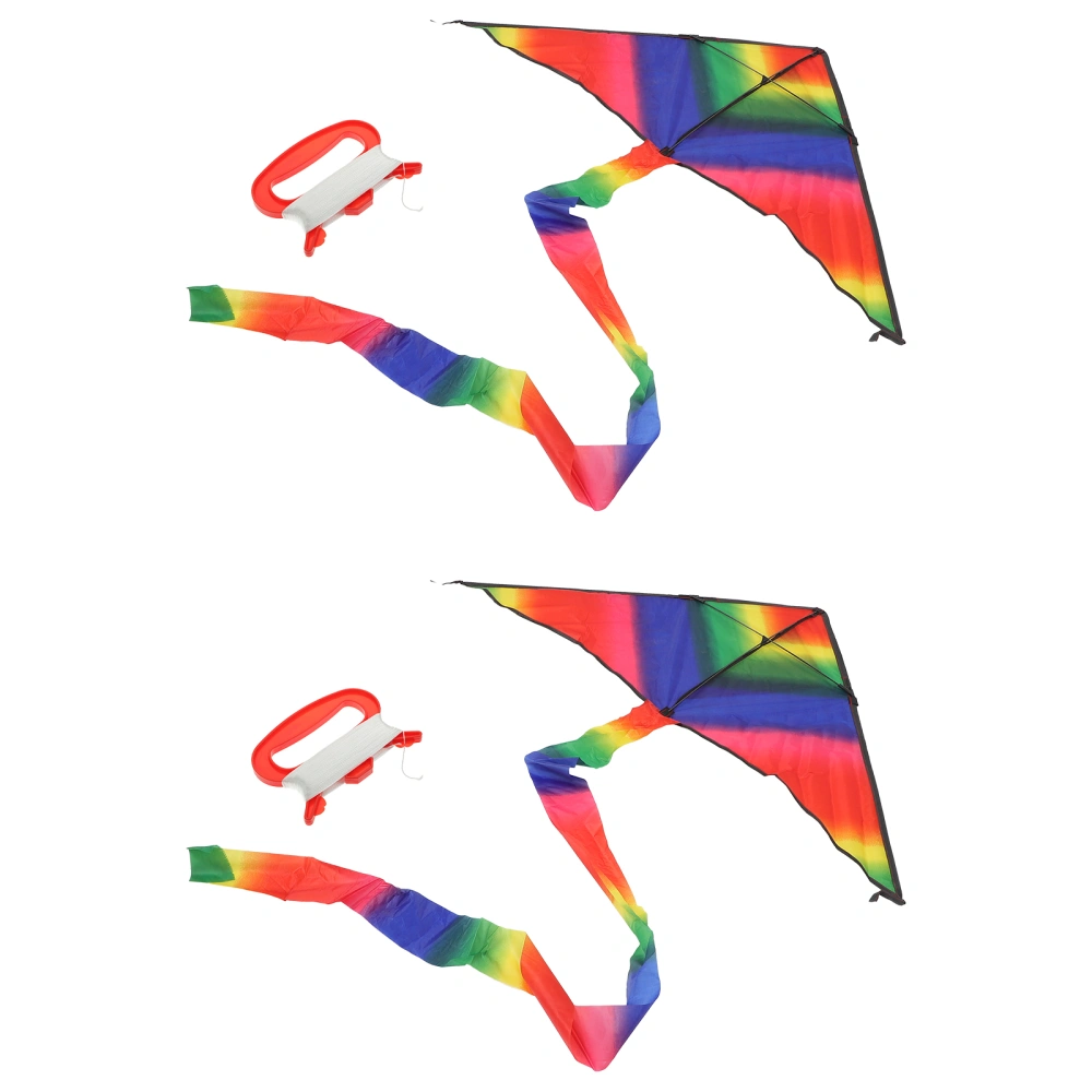 Kids Cartoon Rainbow Shape Kites Long Tail Kites for Outdoors (Colorful)