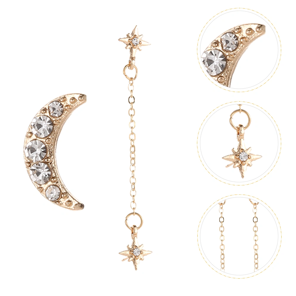 1 Pair Asymmetric Moon Star Earrings Women Earring Studs Earrings Jewelry
