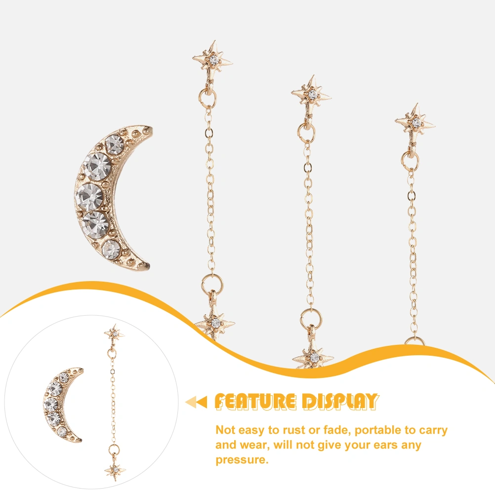 1 Pair Asymmetric Moon Star Earrings Women Earring Studs Earrings Jewelry