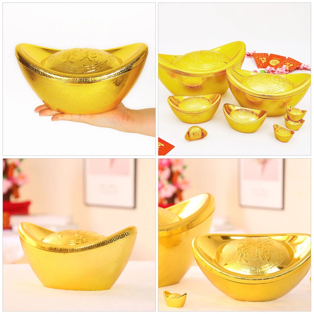 Yellow Golden Ingot Ornament Yuan Bao Ornament Chinese Gold Ingot Storage Box