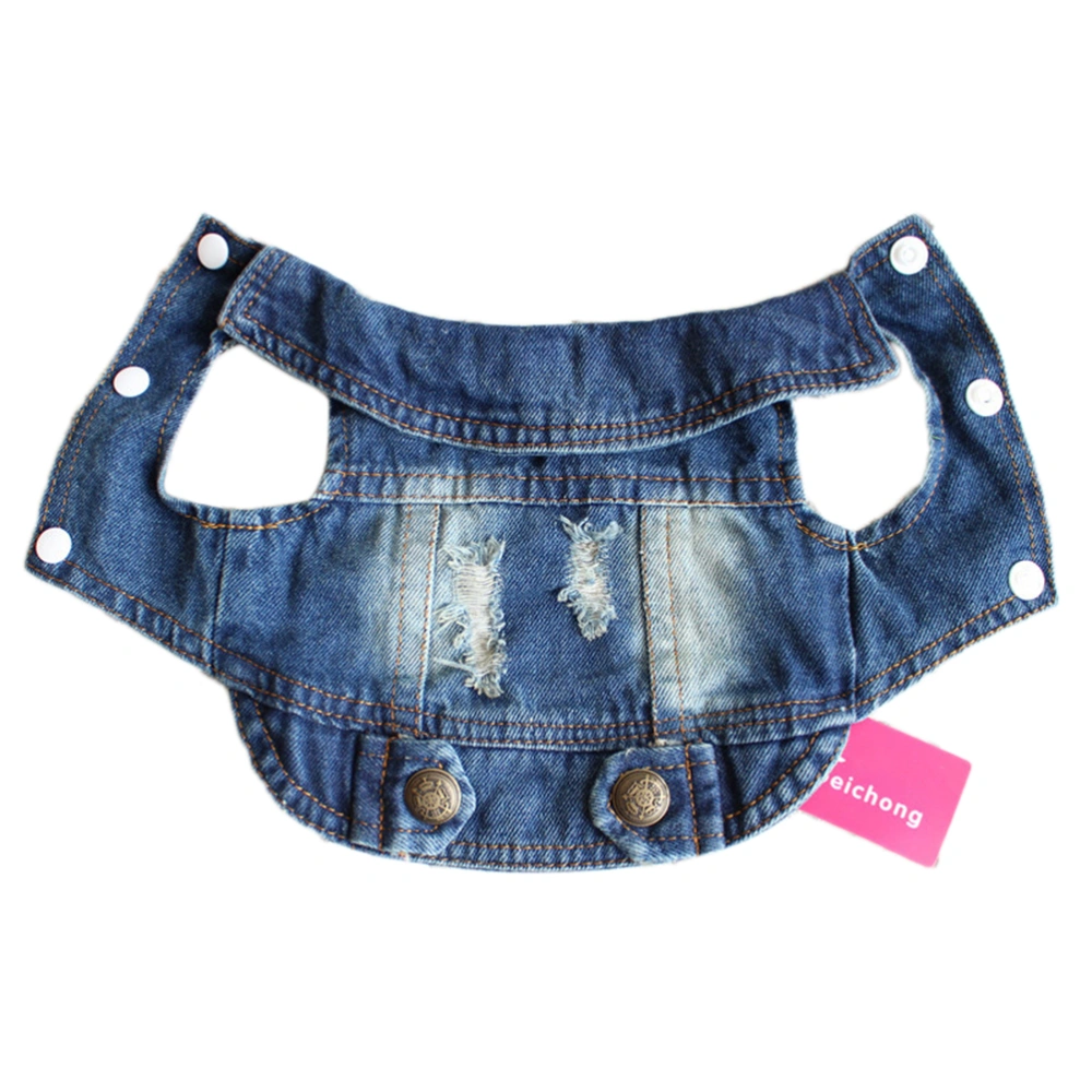 Pet Vests Dog Denim Hoodies Puppy for Small Medium Dogs (XS)