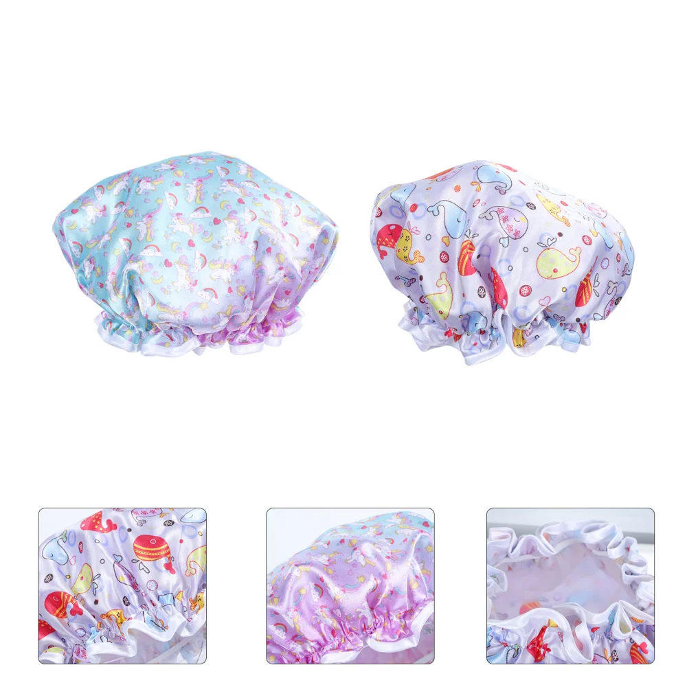 2Pcs Multi-functional Bath Caps Kids Nightcaps Beauty Hair Hats Sleeping Caps