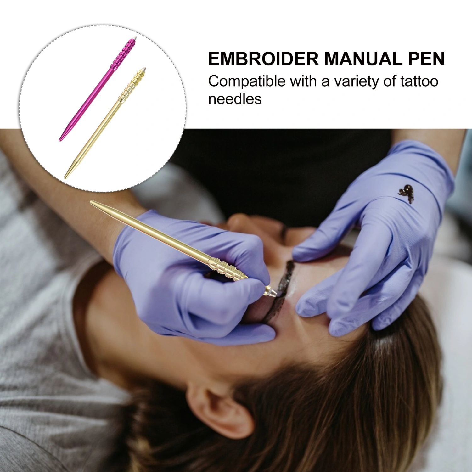 2pcs  Eyebrow Needle Pen Manual Eyebrow Pen Beauty Salon Makeup Supplies
