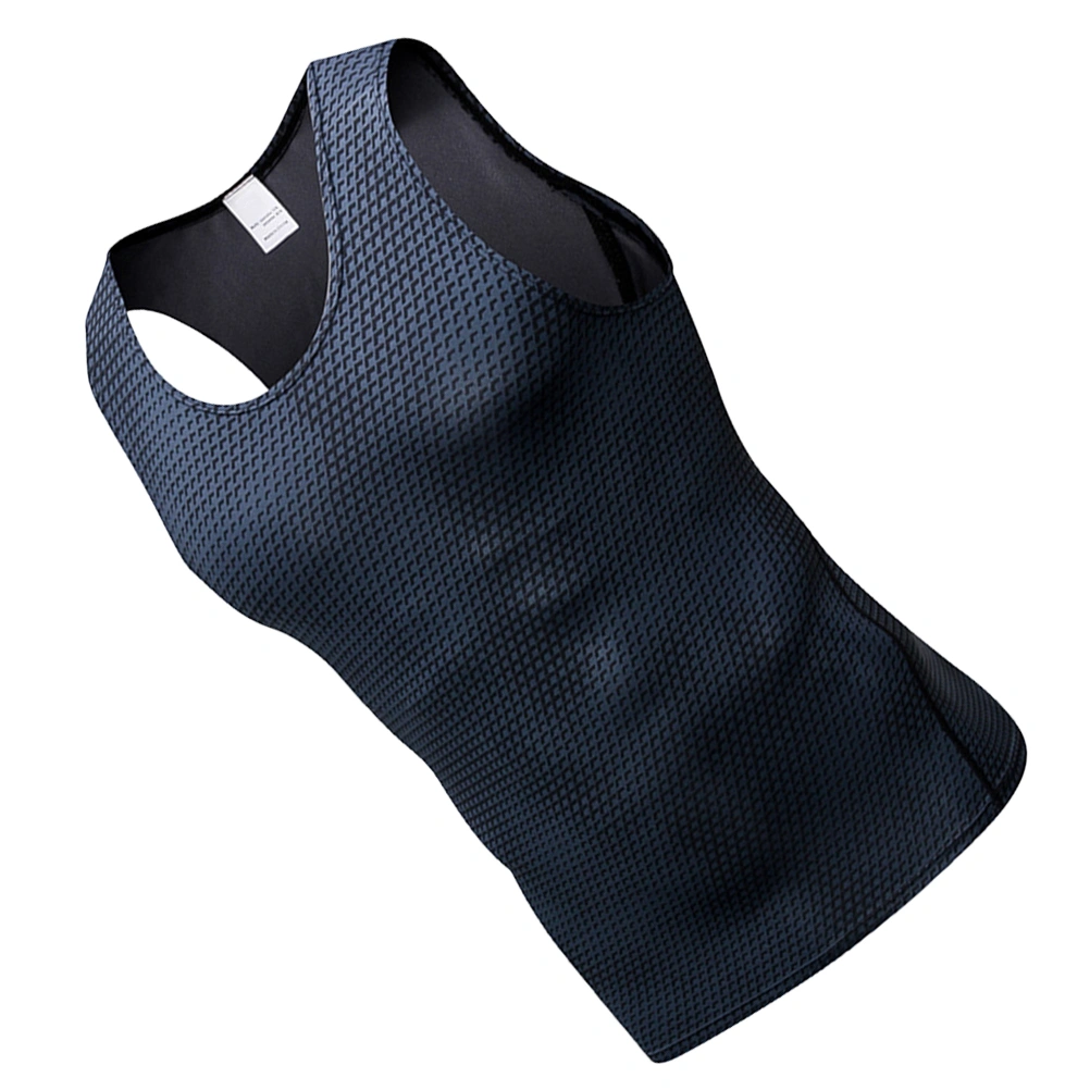 Men's Fitness Vest 3D Printed Undershirt Quick-dry Breathable Shirt for Sports Training (Black, M)