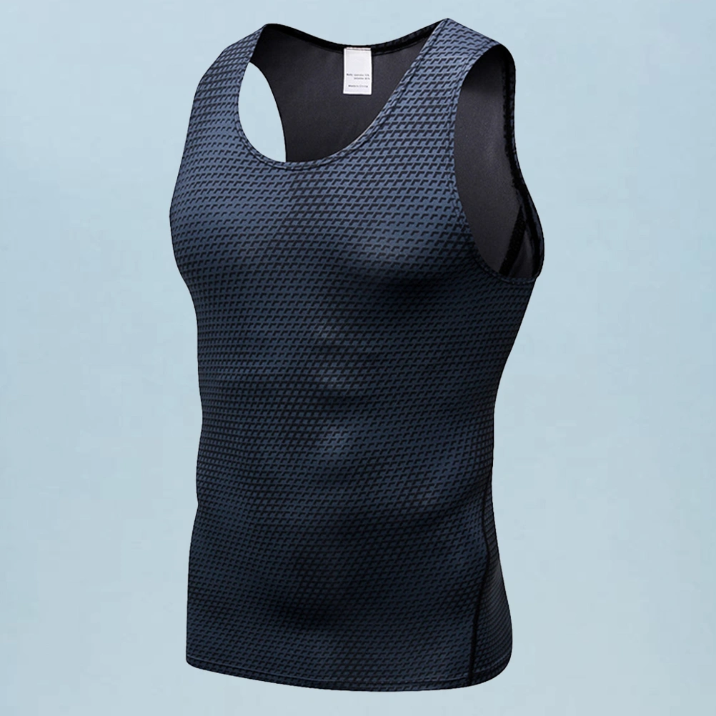 Men's Fitness Vest 3D Printed Undershirt Quick-dry Breathable Shirt for Sports Training (Black, M)