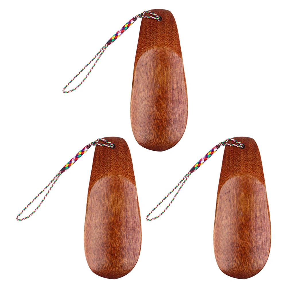 3pcs Wooden Shoehorns Convenient Mini Shoehorns Shoe Lifters (Light Brown)