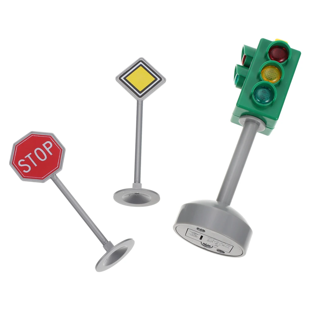 3pcs Children Traffic Light Toys Mini Road Traffic Signs Educational Models Stoplight Crosswalk Signal Toy