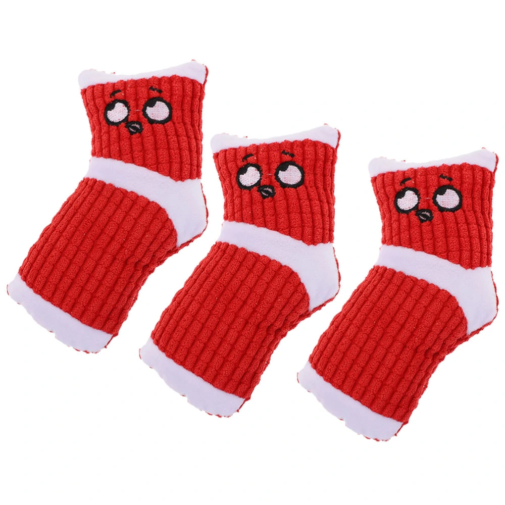 3Pcs Dog Squeaky Sock Plush Sock Toy Pet Self-diversion Plaything Bite-Resistant Toy