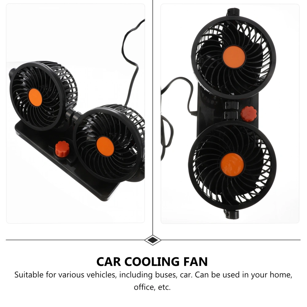 Mini Electric Fan Double Head Car Fan Rotating Adjustable Fan for Vehicles