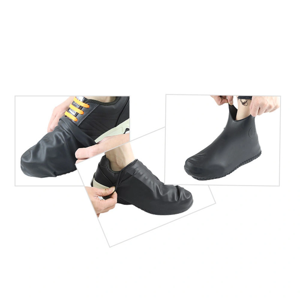 1 Pair Rainproof Shoe Protectors Silicone Shoe Covers Durable Shoe Sleeves for Outdoor Size S Black