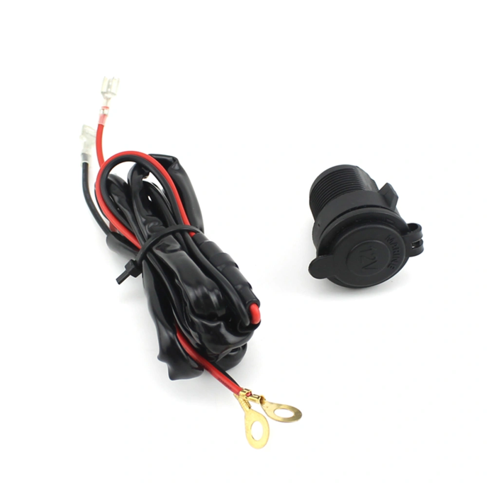 CS-007 Waterproof 12V Car Motorcycle Female Cigarette Lighter Power Plug Socket Outlet with 1.5M Fuse Line Wire for GPS /Cellphone /MP3 (Black)