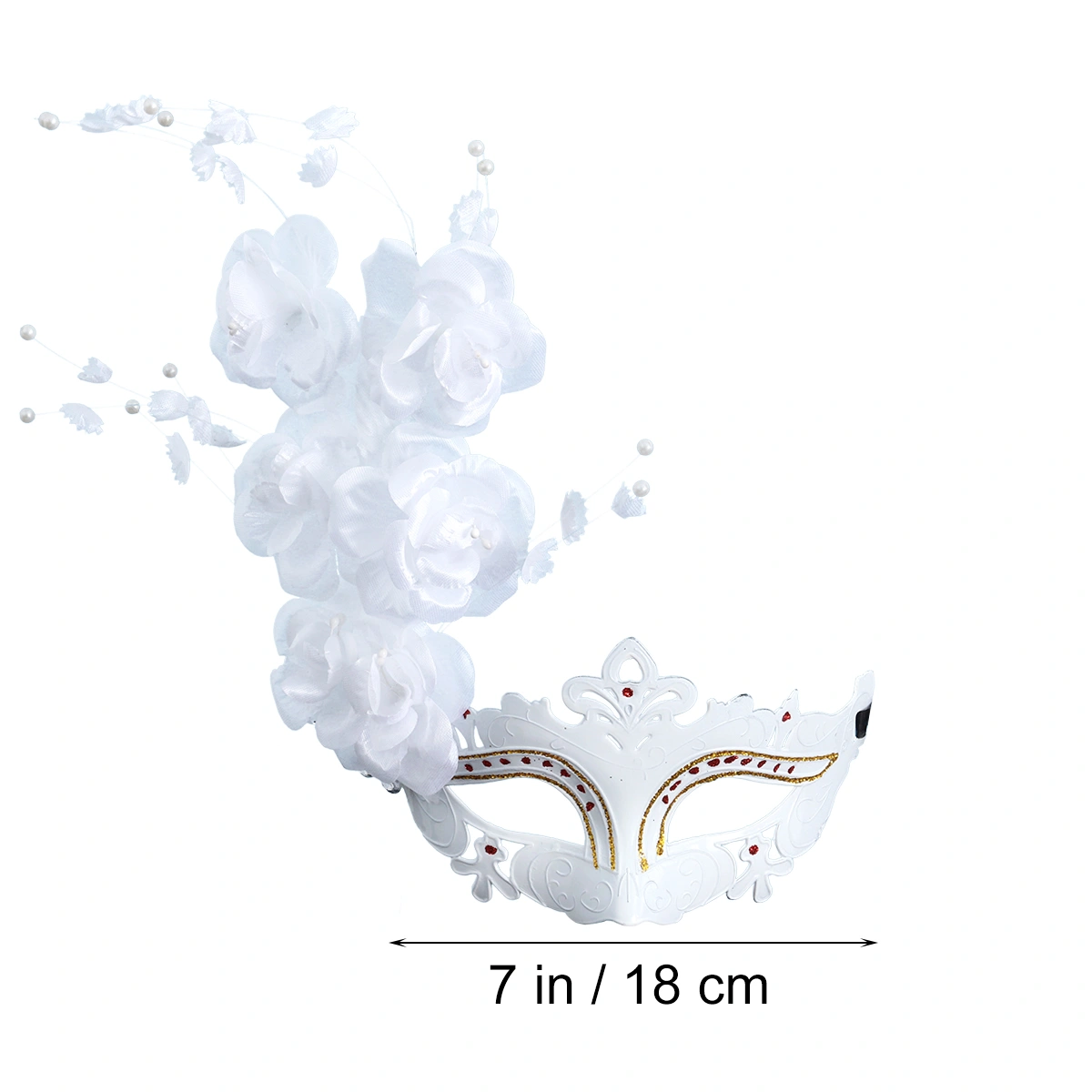 Venetian Costume Party Half Face Mask Masquerade Party Mask Small Fairy and Big Flower for Lady (White)