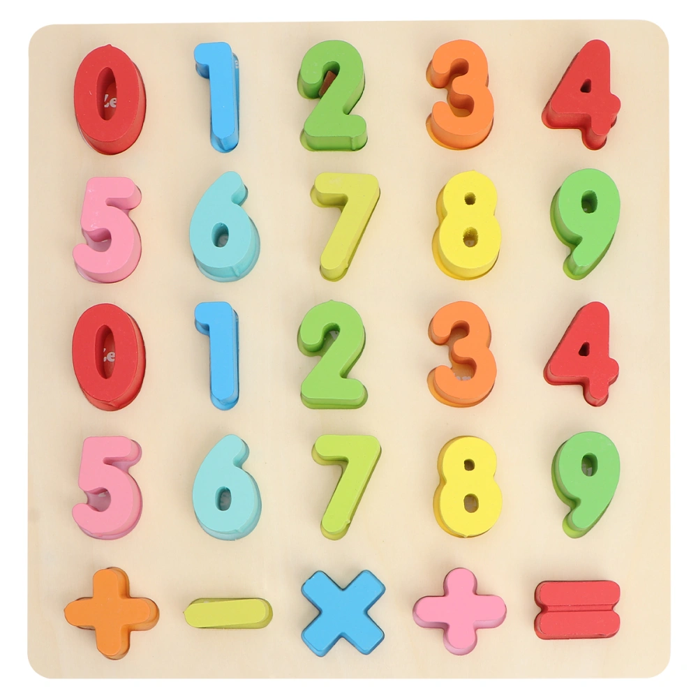 1 Set Wooden Puzzle Toy Jigsaw Digital Number Math Toy English Numer 0 to 9 Recognition Educational Toy (Assorted Color)