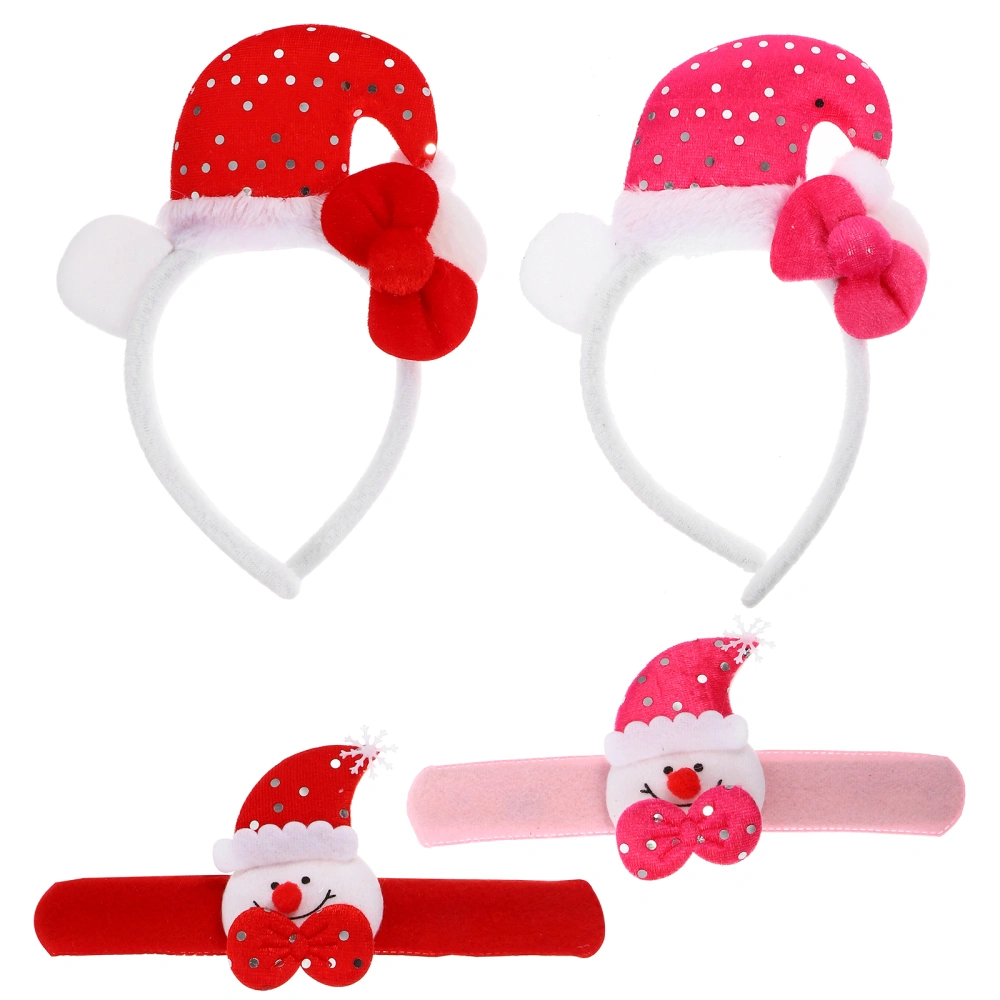 4pcs Christmas Kids Headbands Christmas Slap Bracelets Sets Xmas Slap Bands