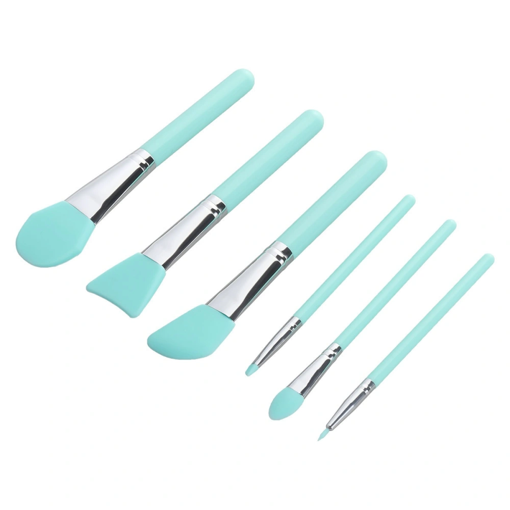 6pcs Professional Silicone Brush Set Facial Mask Brush Cosmetic Tool Mask Applicator Cosmetic Make Up Eyeshadow Eyebrow Brush Tool for Women Ladies (Green)