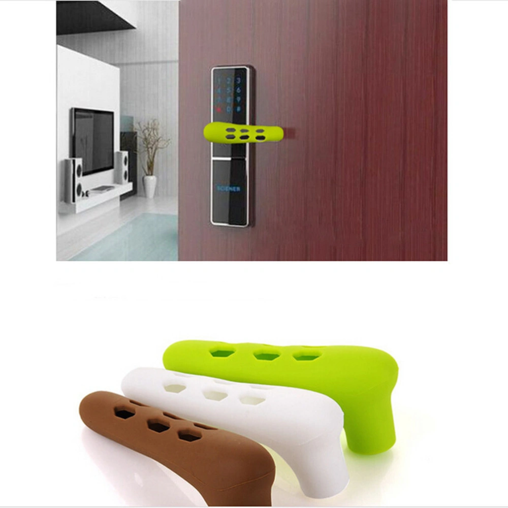 Silicone Door Knob Sleeve Protector Silicone L Shape Door Knob Cover Baby Protective Cover Door Handle Gloves(White)