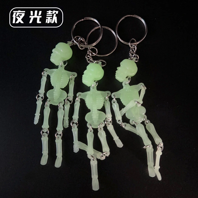 2 pcs Glowing Skull Keychains Decorative Keyring Bag Charm Backpack Keychains