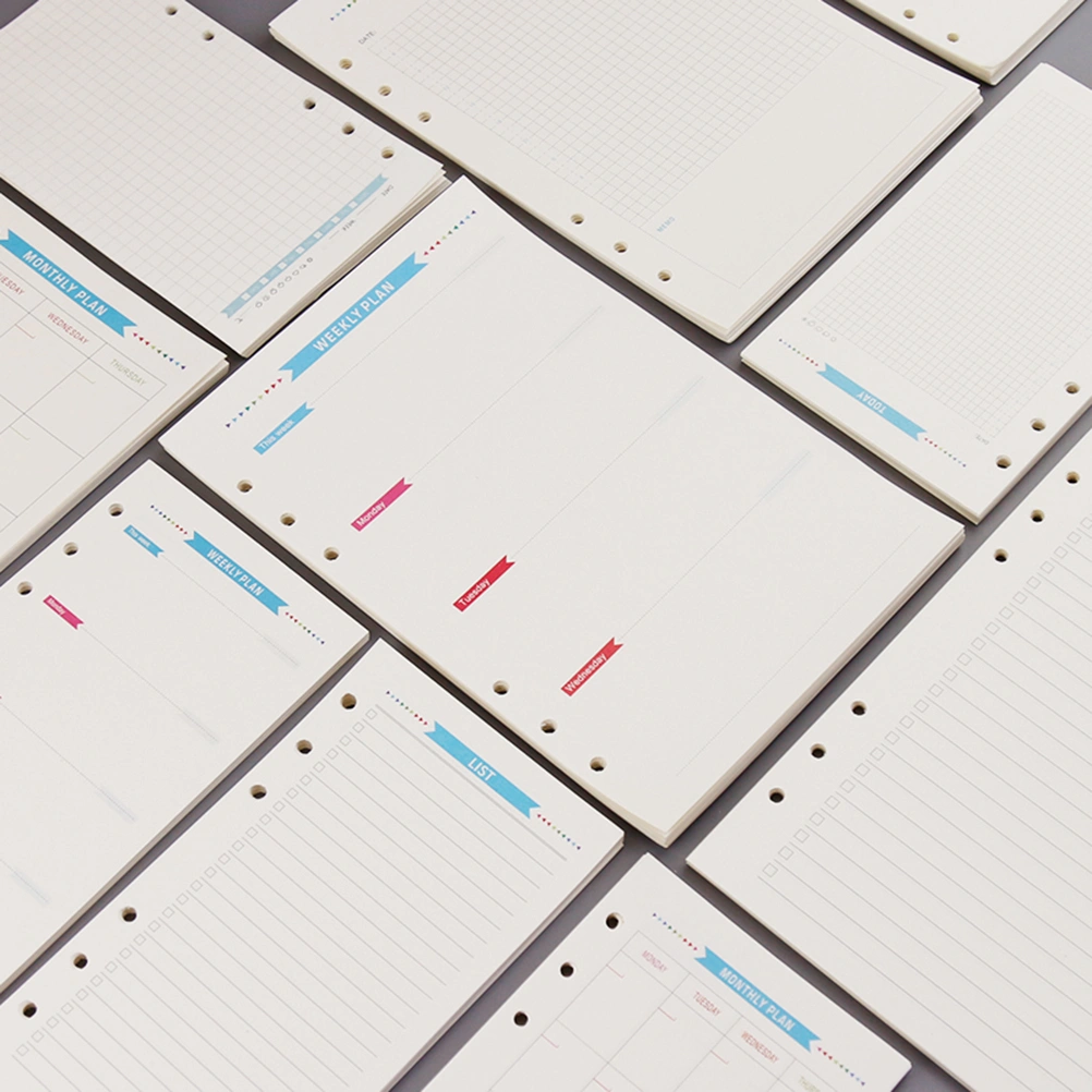40 Sheets A6 Size 6-Hole Paper Refills For Notebook Planner Journal Dairy (Weekly Book)