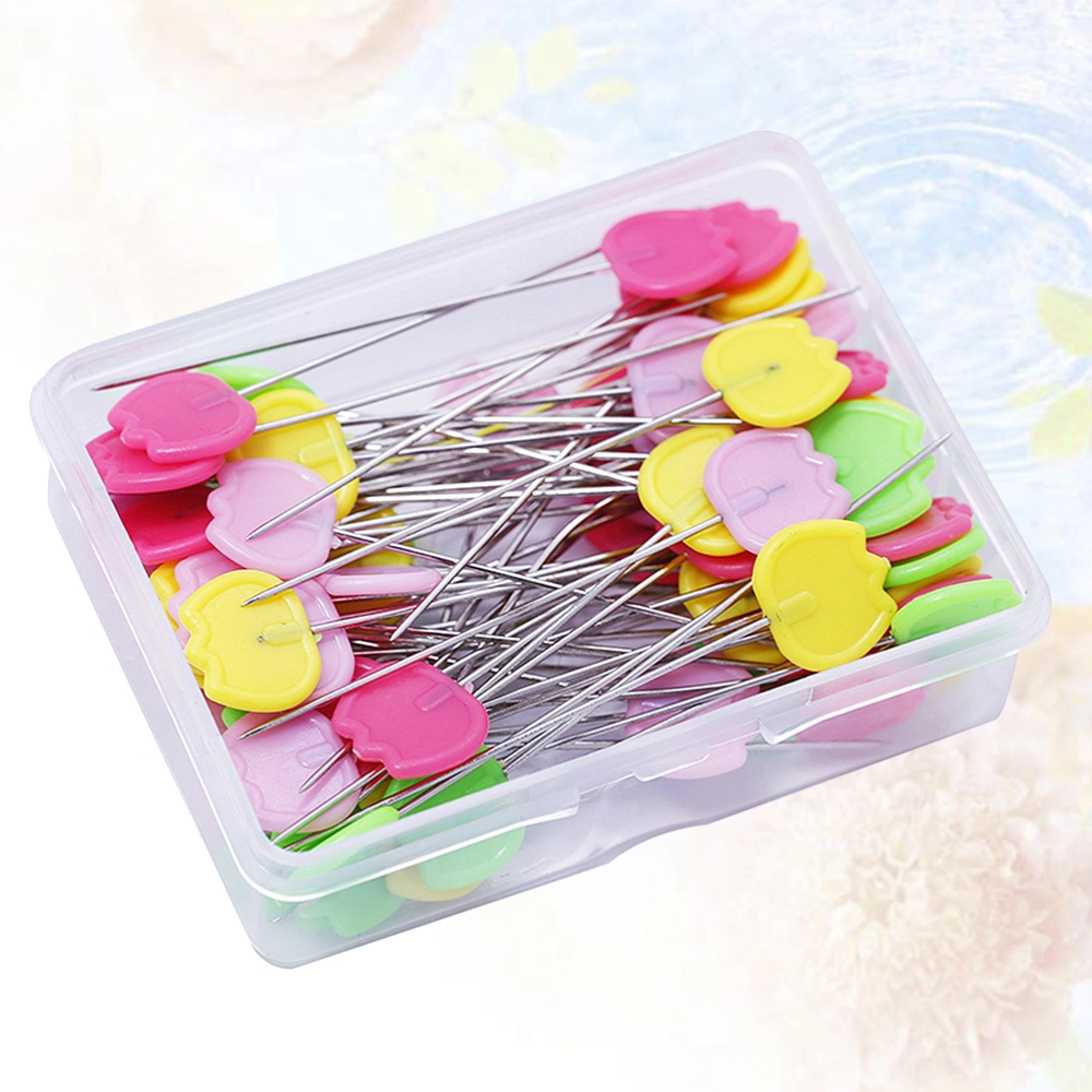 50pcs Colorful DIY Sewing Box Beautiful Tulip Head Straight Clothing Accessories Needle for Craft Decoration Dressmaker Quilting