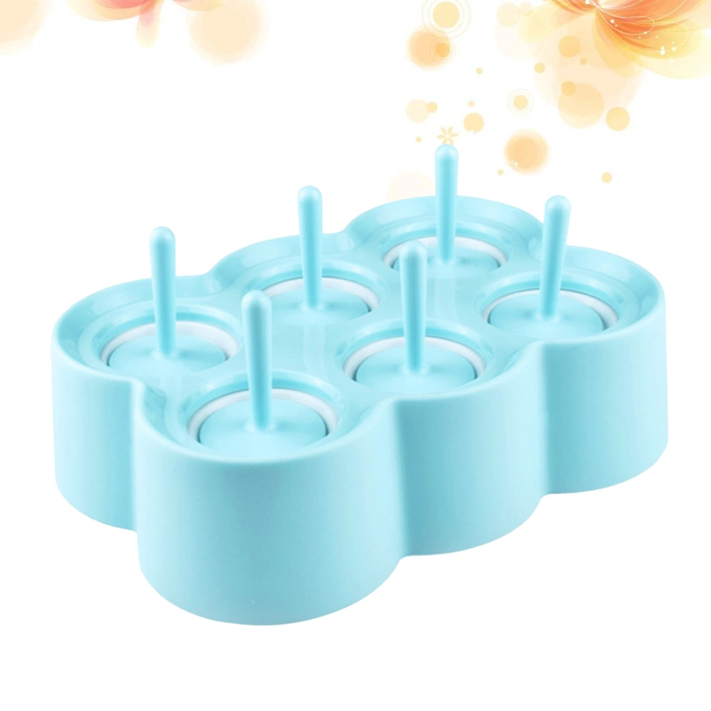 Silicone DIY Popsicle Molds Round Ice Lolly Maker Ice Cream Making Tool Creative Ice Box for Kids (Blue)