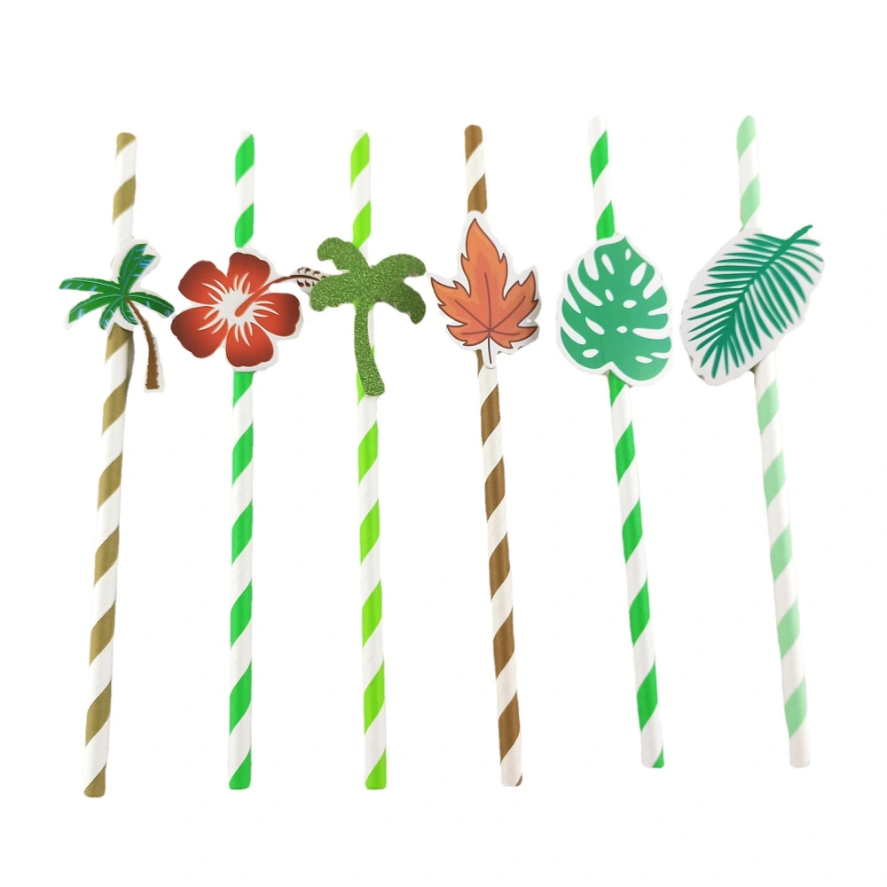 42Pcs Hawaiian Party Paper Straws Decorative Drinking Straws Pool Party Cocktail Straws Party Supplies